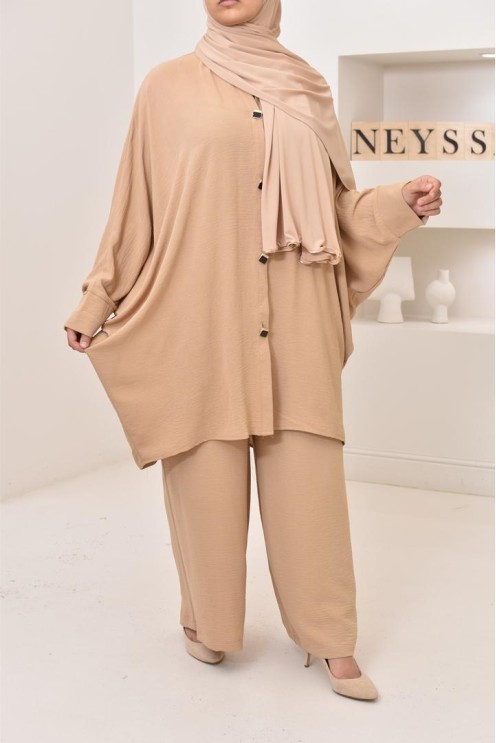 Ensemble 2 pièces : tuniques manches papillon et palazzo, tenue hyper fluide