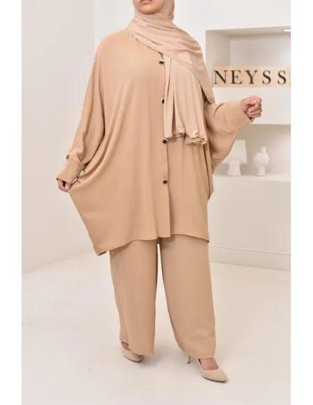 Ensemble 2 pièces : tuniques manches papillon et palazzo, tenue hyper fluide