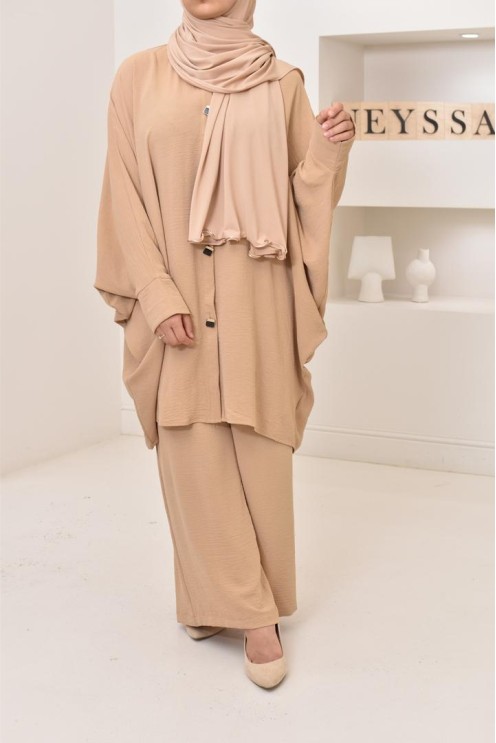 Ensemble 2 pièces : tuniques manches papillon et palazzo, tenue hyper fluide