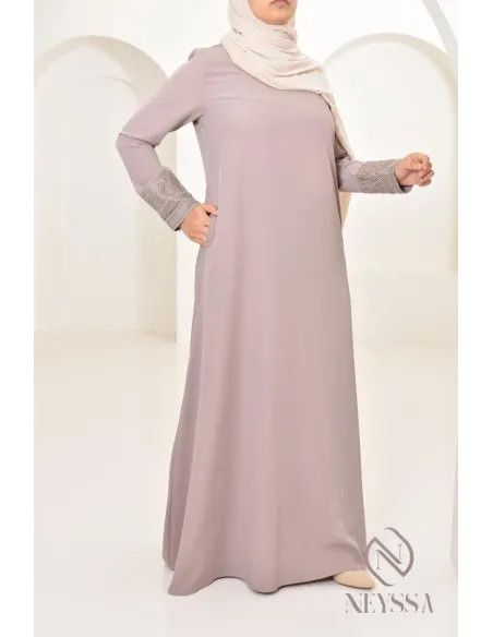 Superbe abaya islamique manches dentelle sans artifice casual