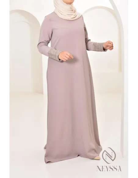 Superbe abaya islamique manches dentelle sans artifice casual