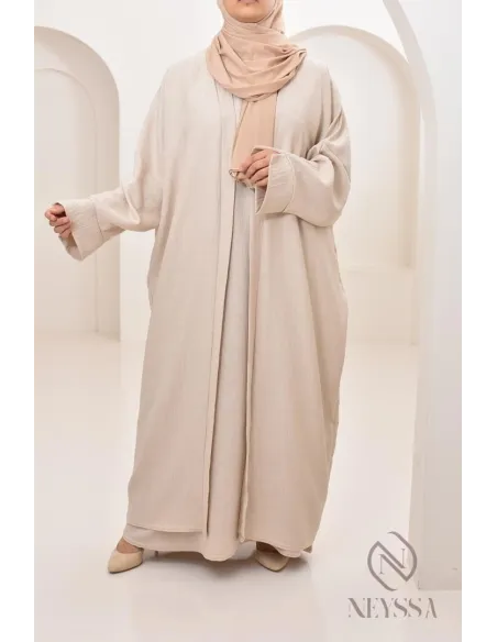Long kimono femme effet lin coupe oversize idéal femme voilée