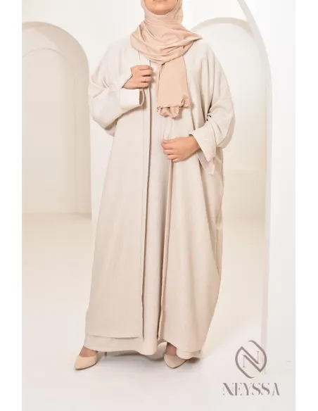 Long kimono femme effet lin coupe oversize idéal femme voilée