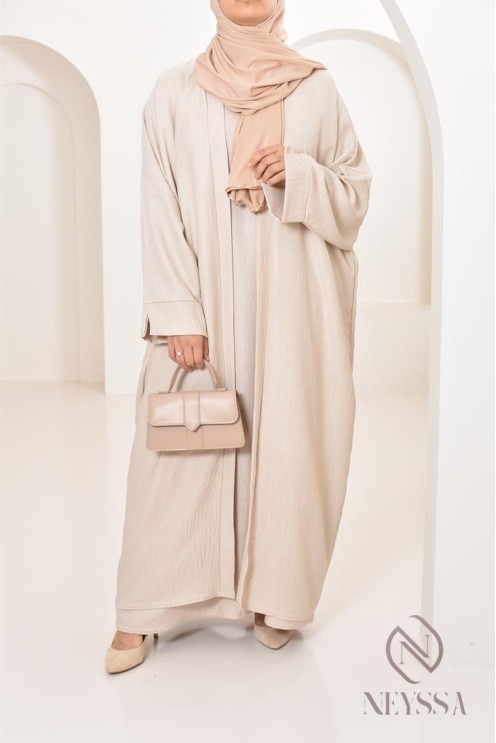 Long kimono femme effet lin coupe oversize idéal femme voilée
