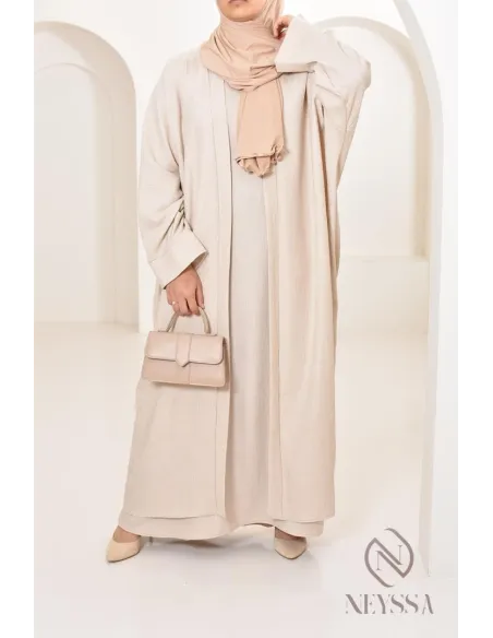 Long kimono femme effet lin coupe oversize idéal femme voilée