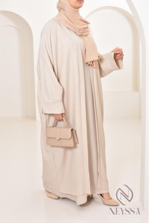 Long kimono femme effet lin coupe oversize idéal femme voilée