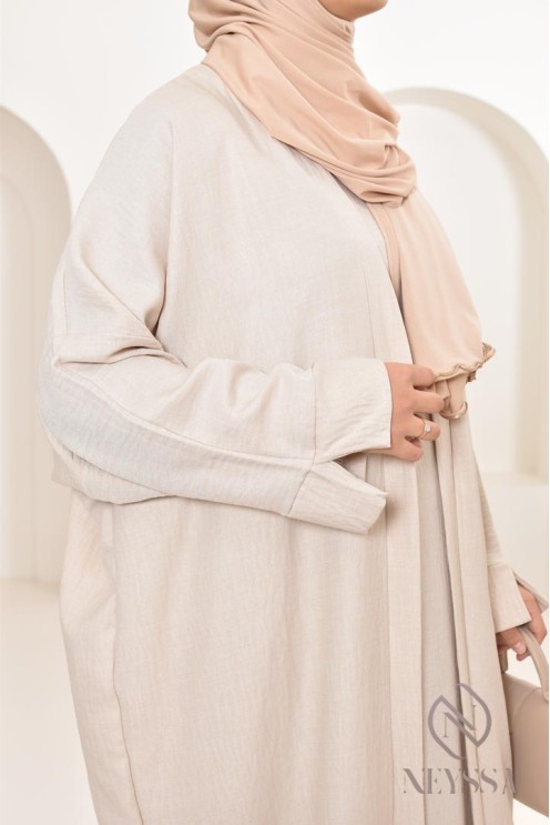 Long kimono femme effet lin coupe oversize idéal femme voilée