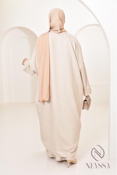 Long kimono femme effet lin coupe oversize idéal femme voilée