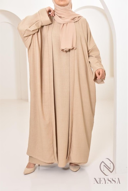 Long kimono femme effet lin coupe oversize idéal femme voilée
