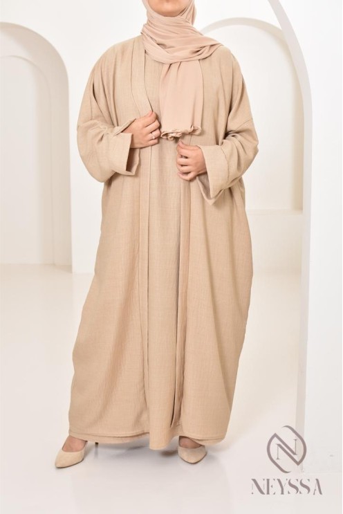 Long kimono femme effet lin coupe oversize idéal femme voilée