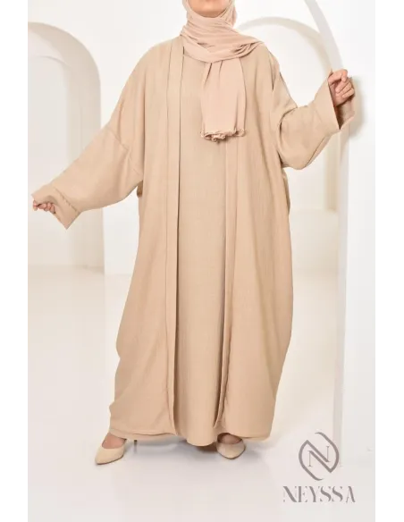Long kimono femme effet lin coupe oversize idéal femme voilée
