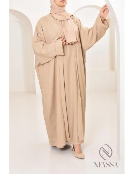 Long kimono femme effet lin coupe oversize idéal femme voilée
