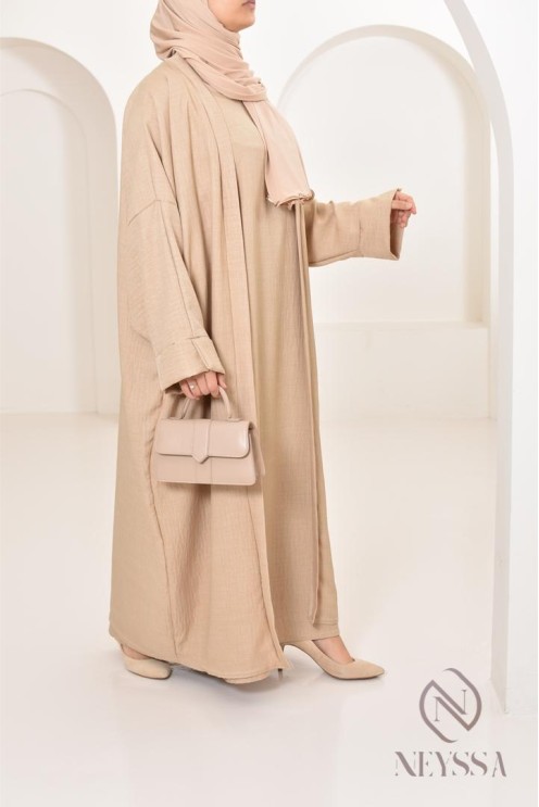 Long kimono femme effet lin coupe oversize idéal femme voilée