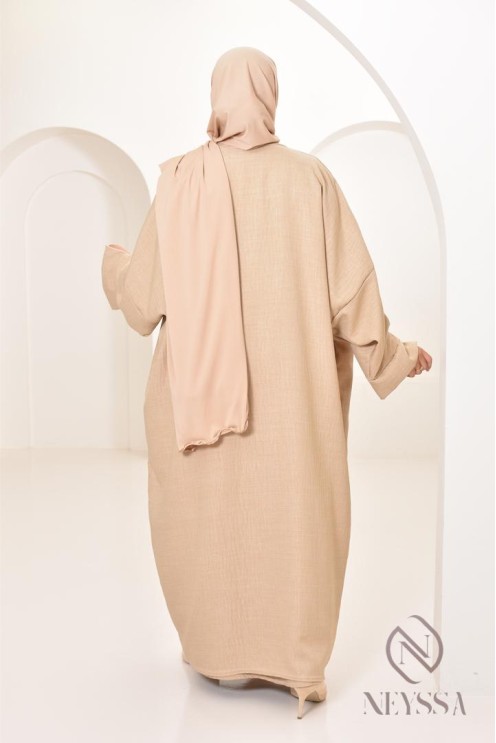 Long kimono femme effet lin coupe oversize idéal femme voilée
