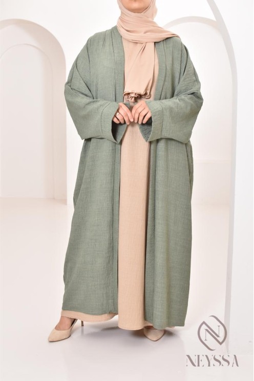 Long kimono femme effet lin coupe oversize idéal femme voilée