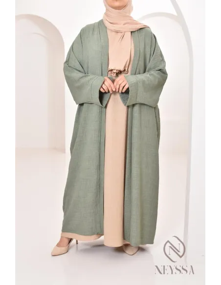 Long kimono femme effet lin coupe oversize idéal femme voilée