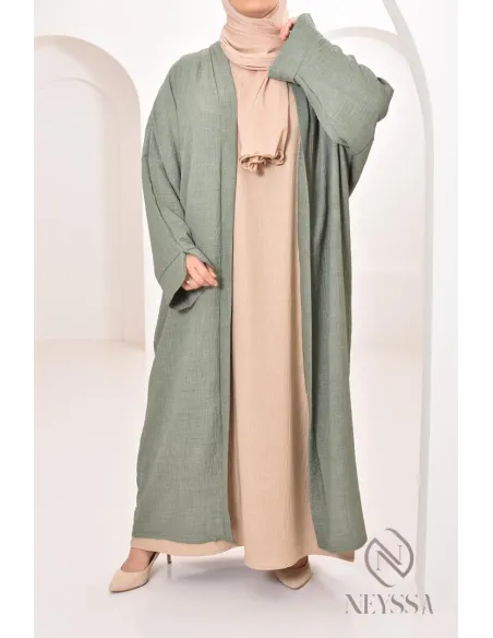 Long kimono femme effet lin coupe oversize idéal femme voilée