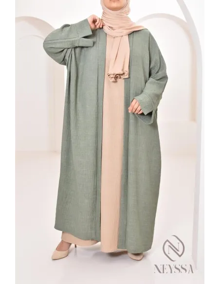Long kimono femme effet lin coupe oversize idéal femme voilée