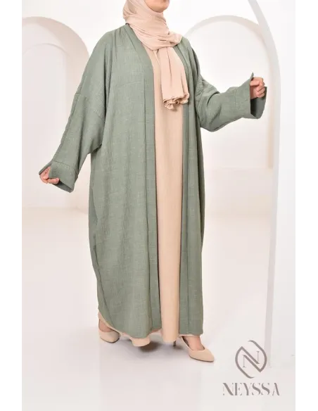 Long kimono femme effet lin coupe oversize idéal femme voilée
