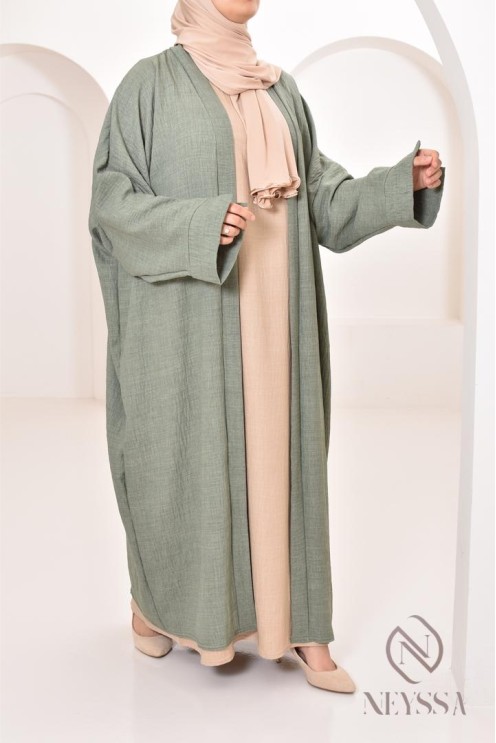 Long kimono femme effet lin coupe oversize idéal femme voilée