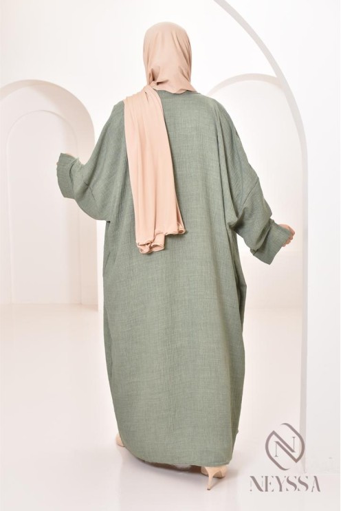 Long kimono femme effet lin coupe oversize idéal femme voilée