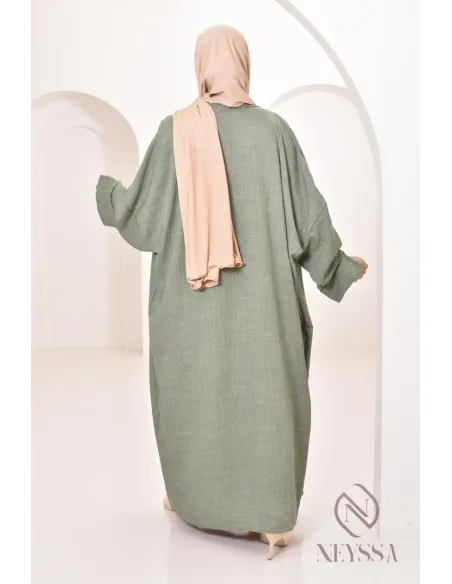 Long kimono femme effet lin coupe oversize idéal femme voilée