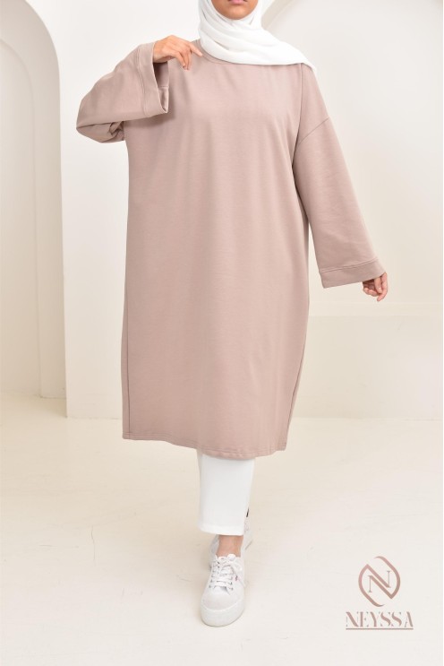 Robe tunique style sweat oversize, idéal pour les hijabi sportives