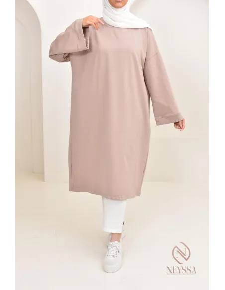 Robe tunique style sweat oversize, idéal pour les hijabi sportives