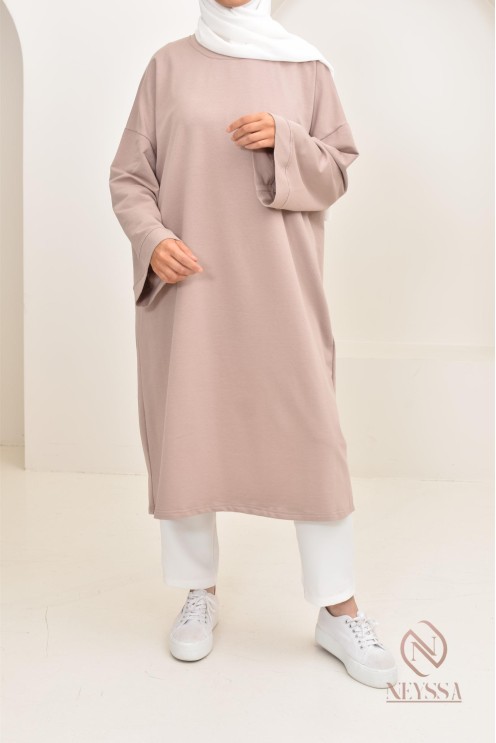 Robe tunique style sweat oversize, idéal pour les hijabi sportives