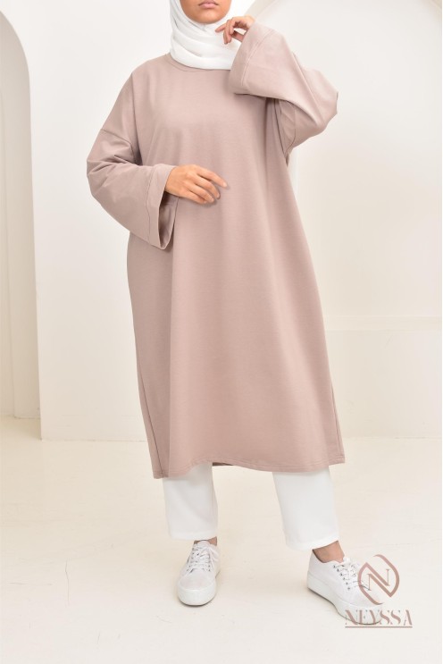 Robe tunique style sweat oversize, idéal pour les hijabi sportives