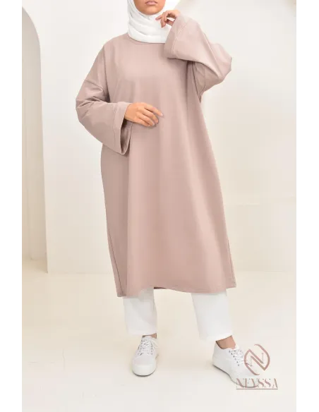 Robe tunique style sweat oversize, idéal pour les hijabi sportives