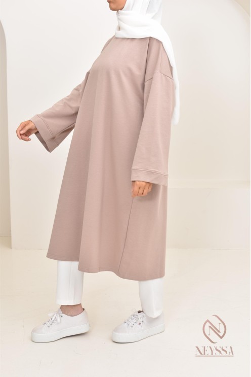 Robe tunique style sweat oversize, idéal pour les hijabi sportives
