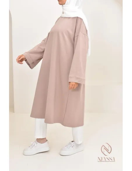 Robe tunique style sweat oversize, idéal pour les hijabi sportives