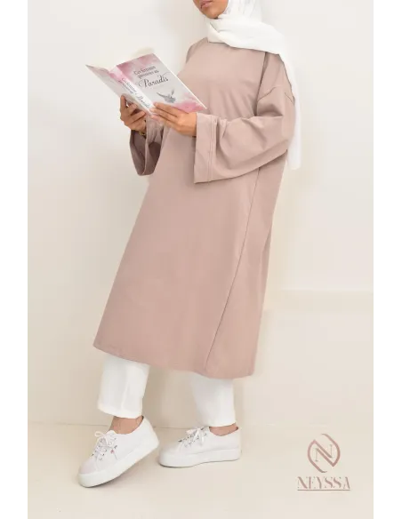 Robe tunique style sweat oversize, idéal pour les hijabi sportives