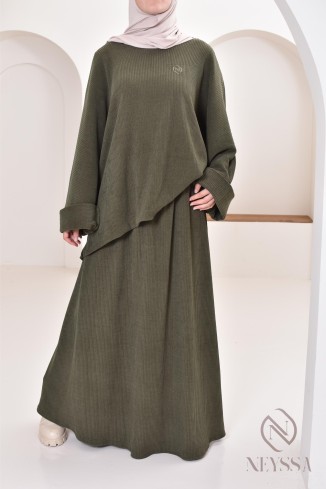 Ensemble Noir En Velours Ras - Jupe Et Haut, Taille 40 (2) - 90% Polyester, Occasion Très Bon état