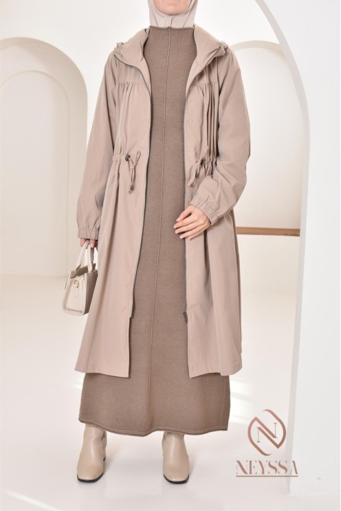 Robe longue femme en maille, col montant bien chaude pour l'hiver 