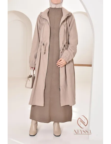 Robe longue femme en maille, col montant bien chaude pour l'hiver 