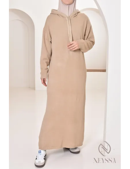 Robe longue sweat en maille tissée idéale pour l'hiver,look sportswear
