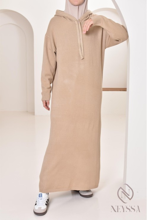 Robe longue sweat en maille tissée idéale pour l'hiver,look sportswear