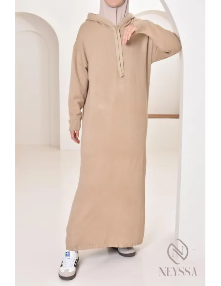 Robe longue sweat en maille tissée idéale pour l'hiver,look sportswear