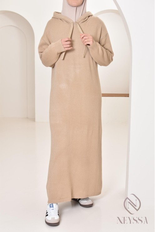 Robe longue sweat en maille tissée idéale pour l'hiver,look sportswear