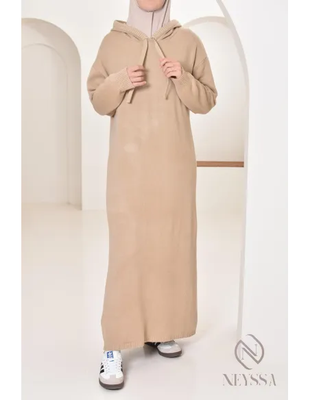 Robe longue sweat en maille tissée idéale pour l'hiver,look sportswear
