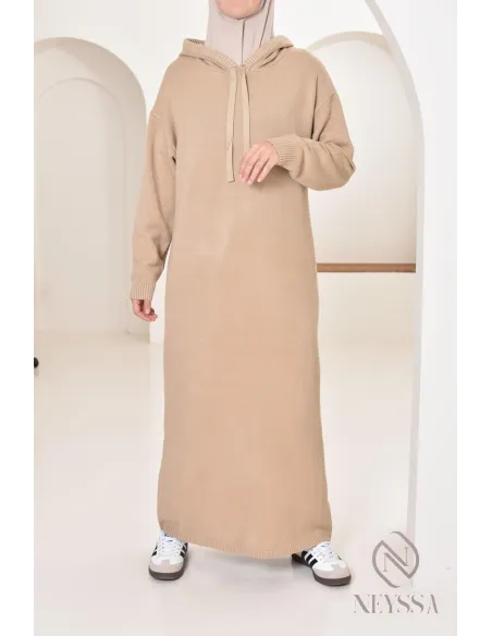 Robe longue sweat en maille tissée idéale pour l'hiver,look sportswear