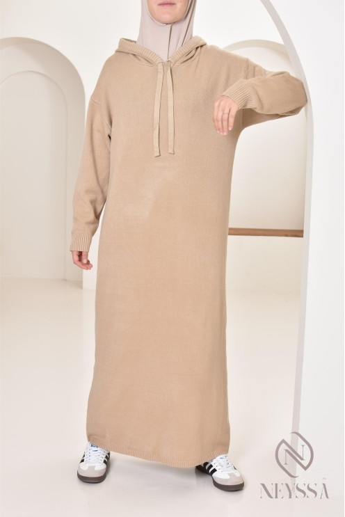 Robe longue sweat en maille tissée idéale pour l'hiver,look sportswear
