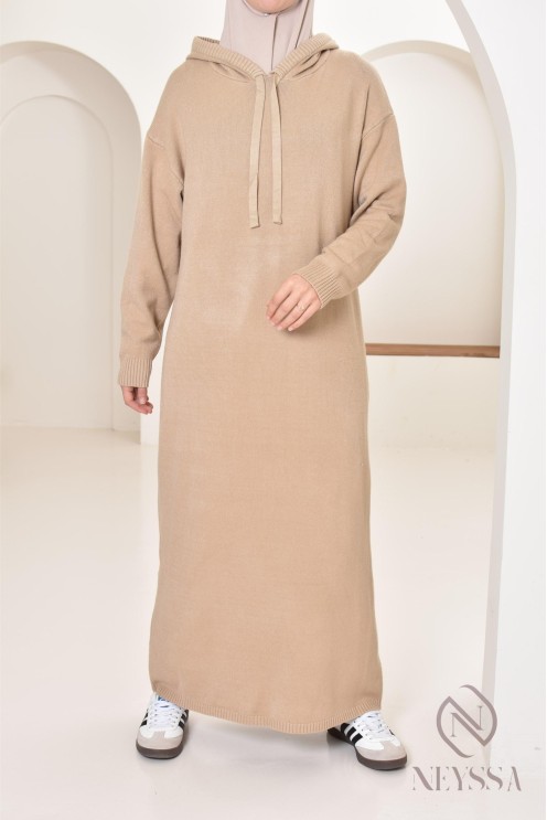 Robe longue sweat en maille tissée idéale pour l'hiver,look sportswear
