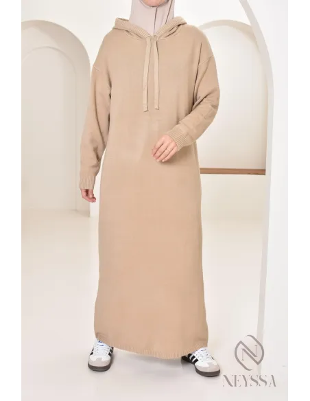 Robe longue sweat en maille tissée idéale pour l'hiver,look sportswear