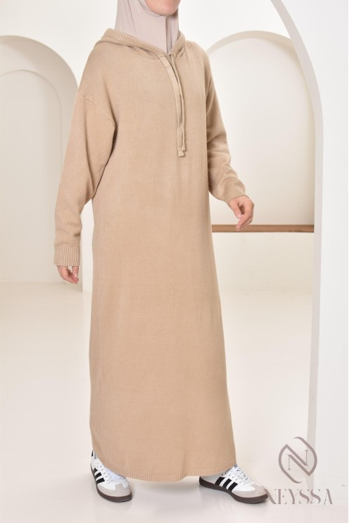 Robe longue sweat en maille tissée idéale pour l'hiver,look sportswear