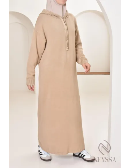 Robe longue sweat en maille tissée idéale pour l'hiver,look sportswear
