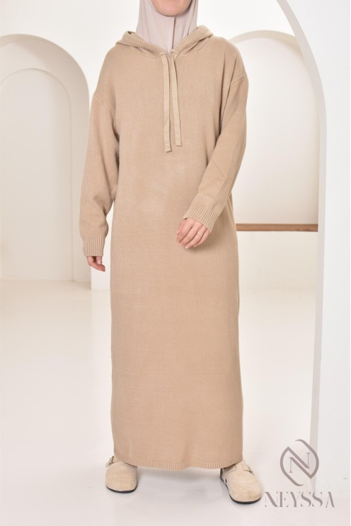 Robe longue sweat en maille tissée idéale pour l'hiver,look sportswear