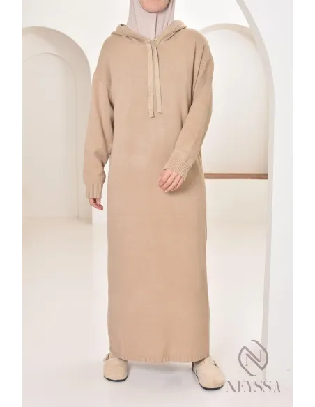 Robe longue sweat en maille tissée idéale pour l'hiver,look sportswear